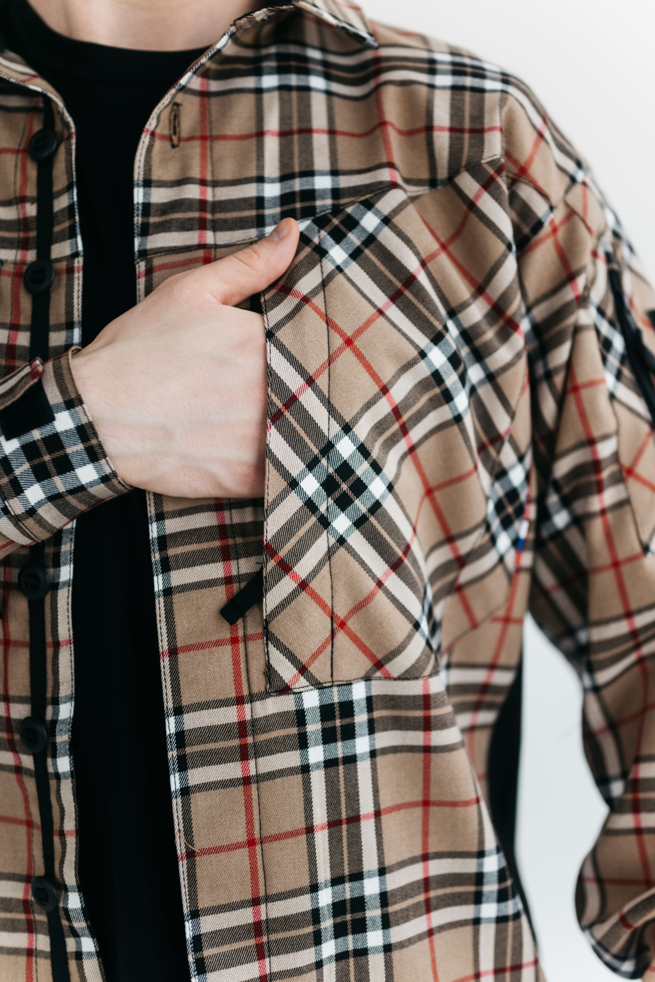 Рубашка BLLT Хайлендер (XL, бежево-черная клетка)