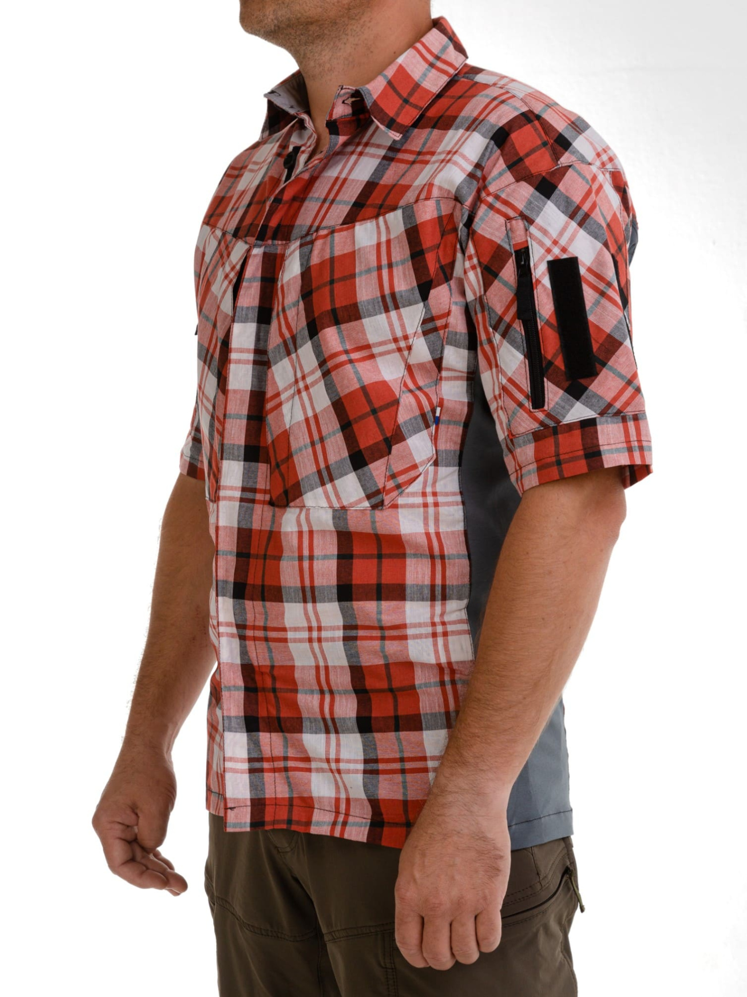 Рубашка BLLT Бенгази с коротким рукавом  (M, красная клетка)