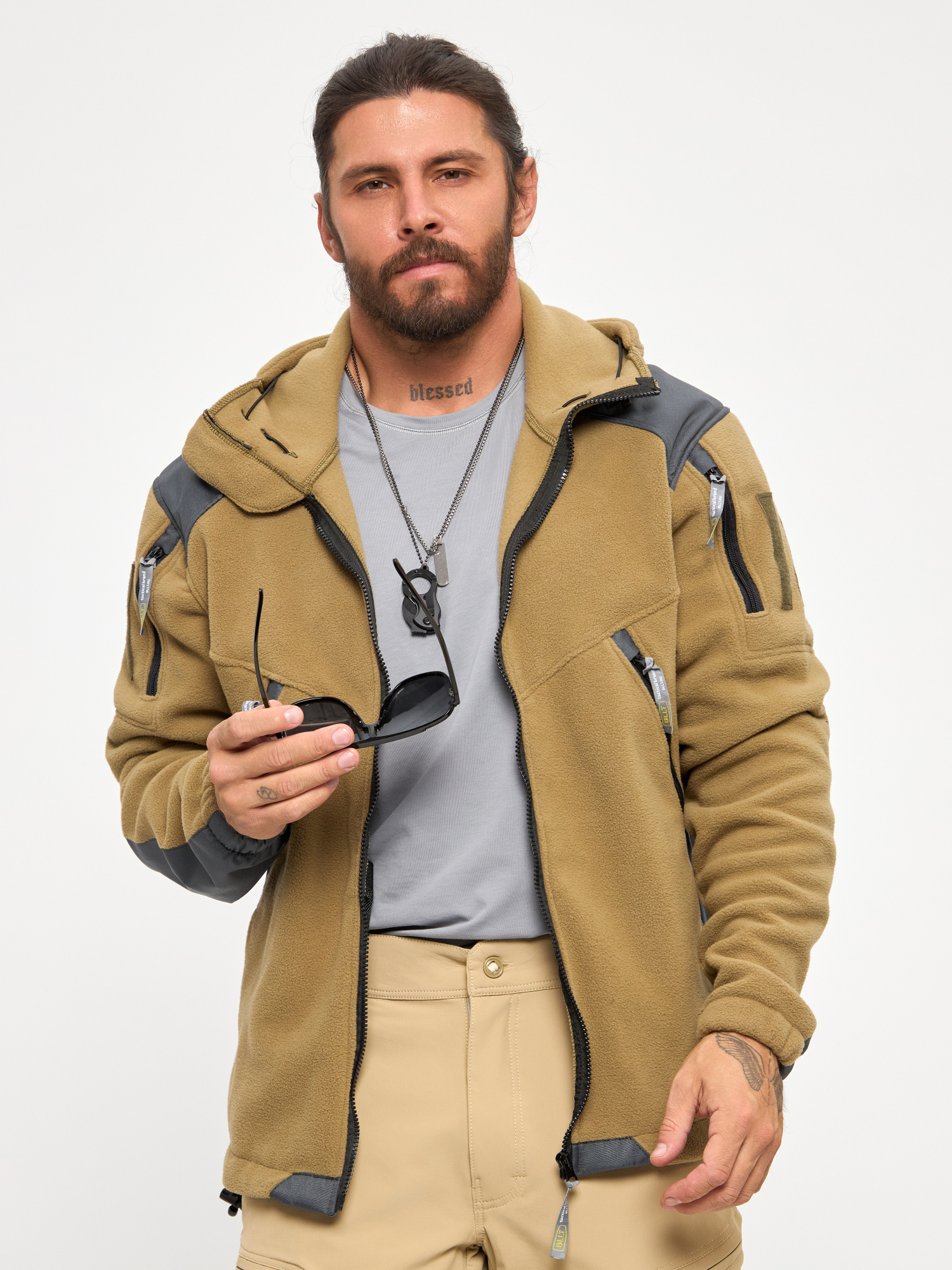 Флис BLLT Хантер c капюшоном (2XL, хаки)