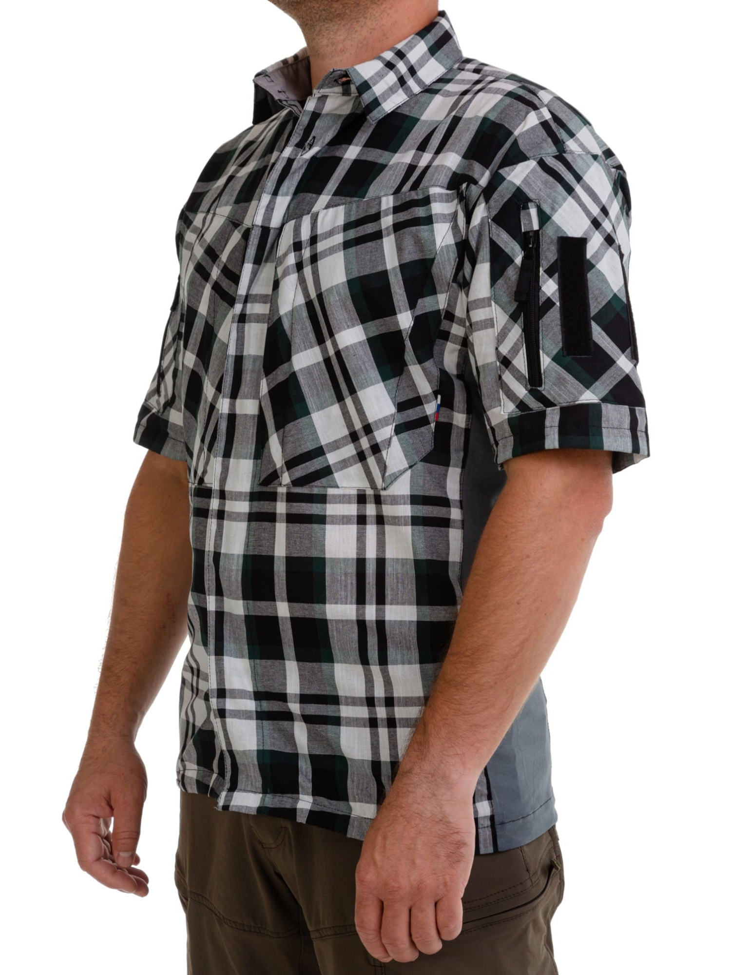 Рубашка BLLT Бенгази с коротким рукавом  (5ХL, зеленая клетка)