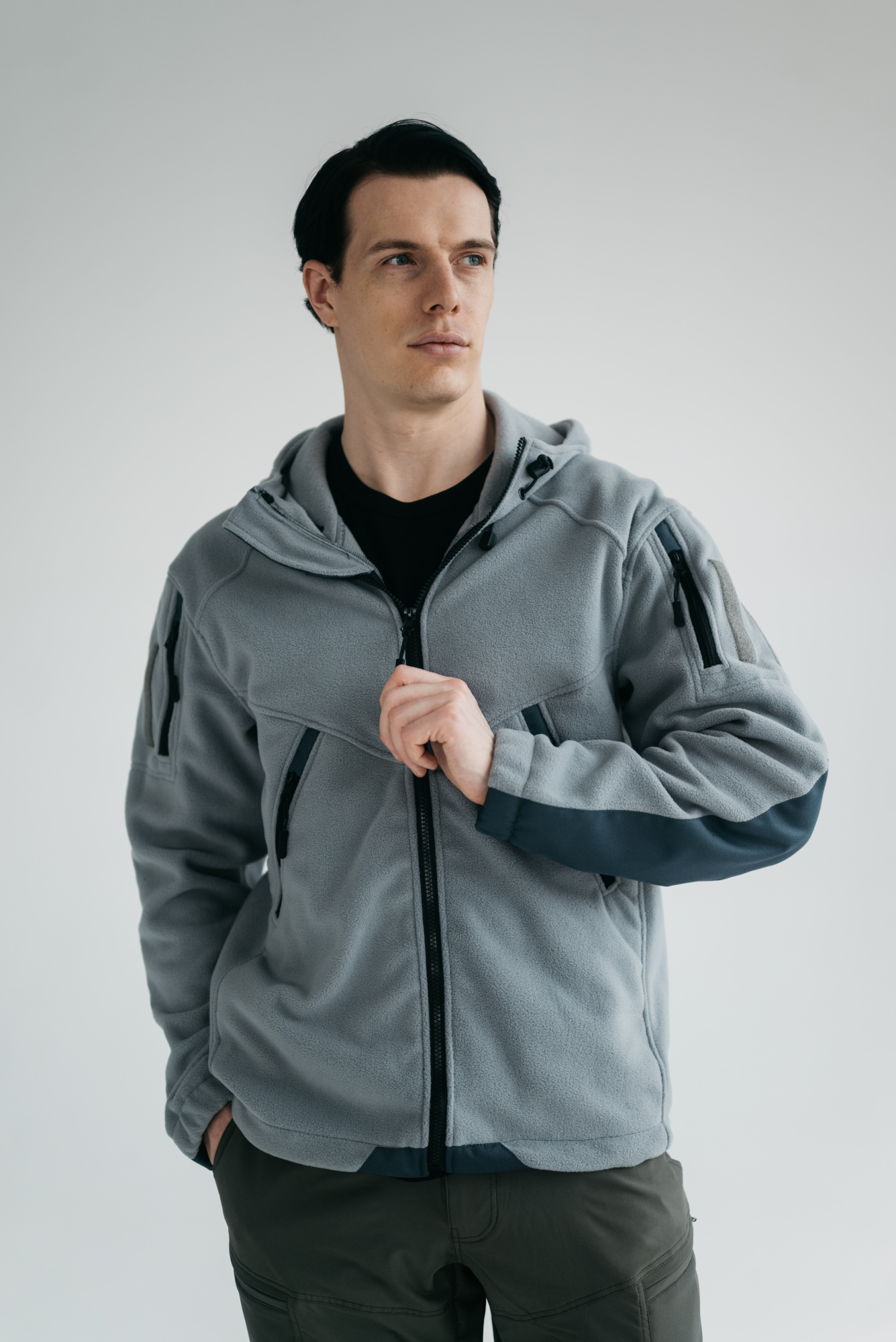 Флис BLLT Хантер c капюшоном (М, серый)