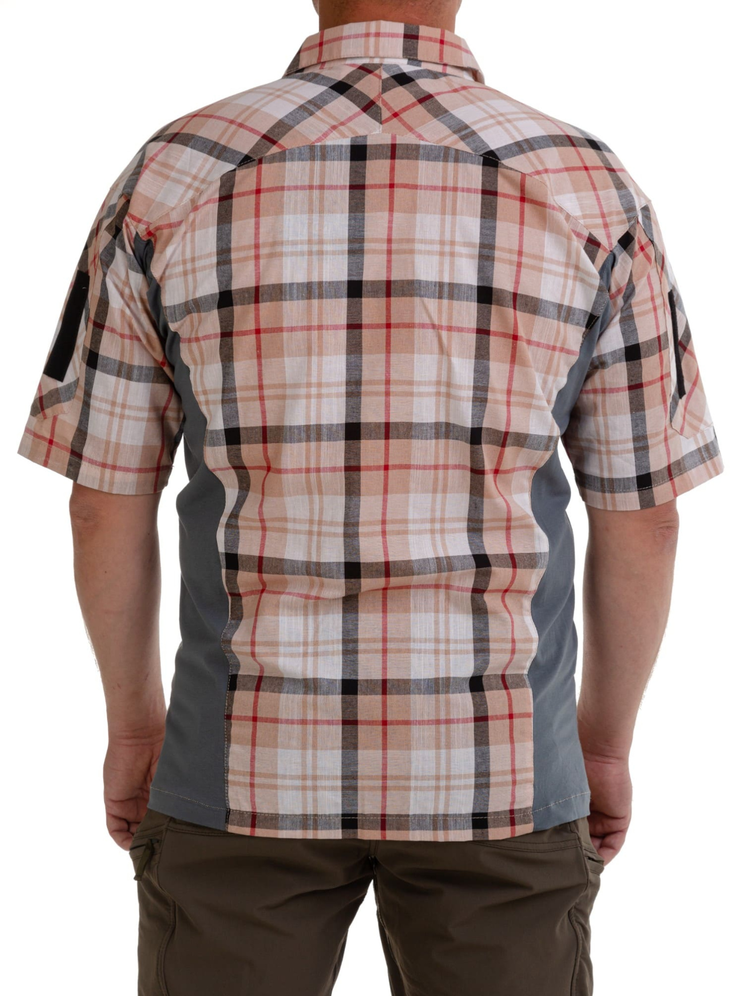 Рубашка BLLT Бенгази с коротким рукавом  (L, бежевая клетка )