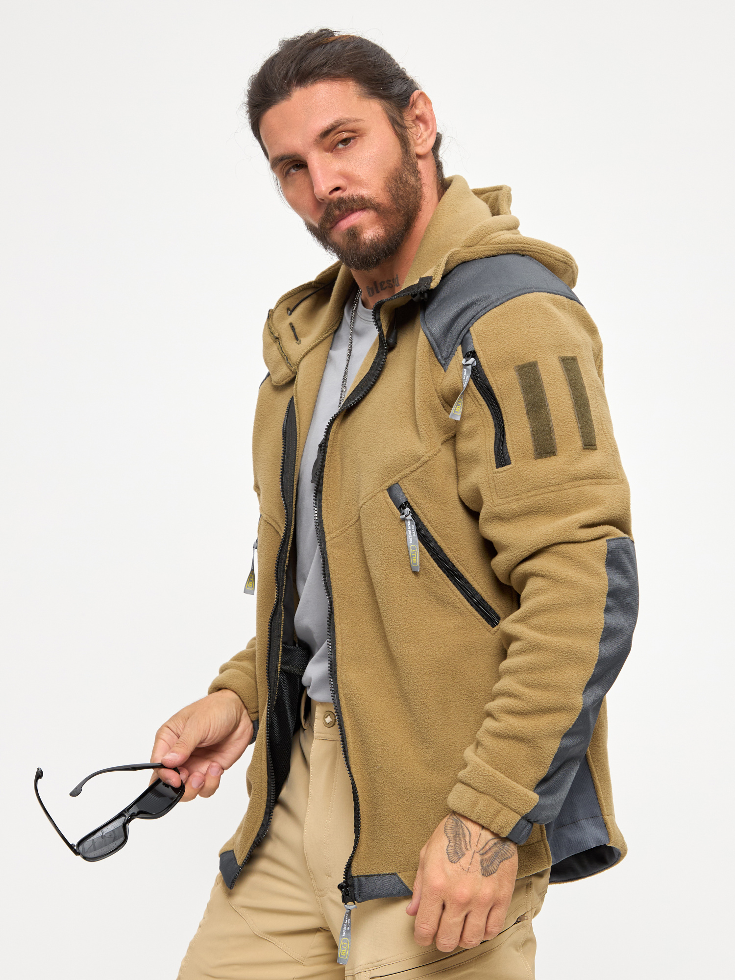 Флис BLLT Хантер c капюшоном (2XL, хаки)