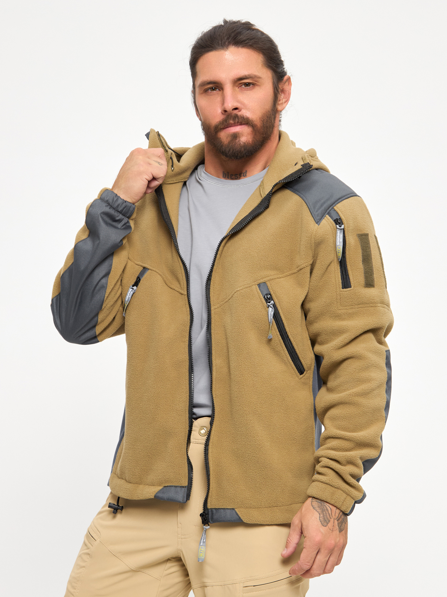 Флис BLLT Хантер c капюшоном (2XL, хаки)